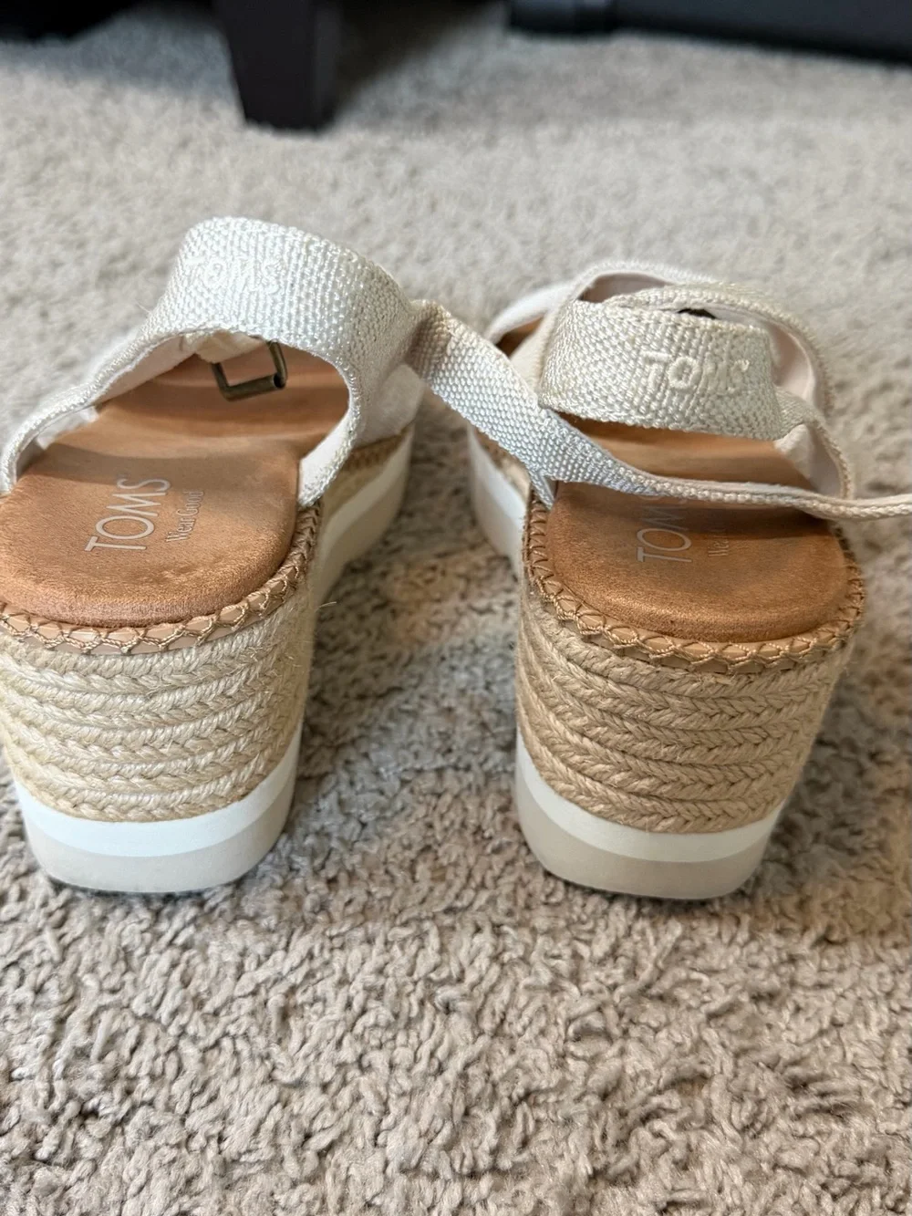 Toms Cream Linen-Look Slingback Sandals - Women - Picture 3 of 5